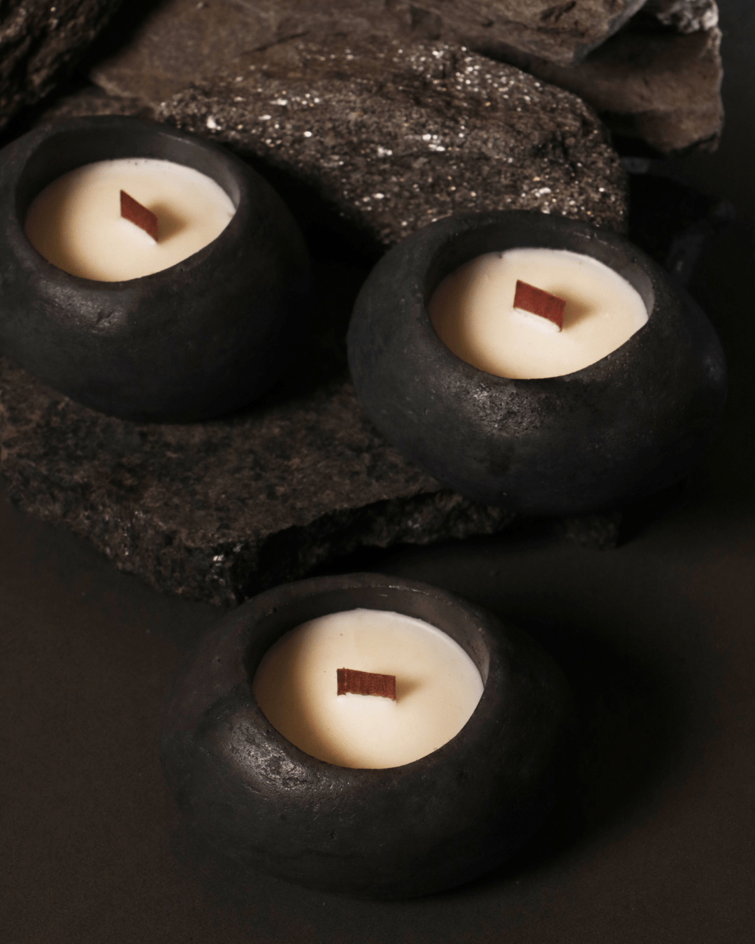 KASA - Stone Texture | Empty Concrete Candle Jar for Candle Making Wholesale | Set of 10