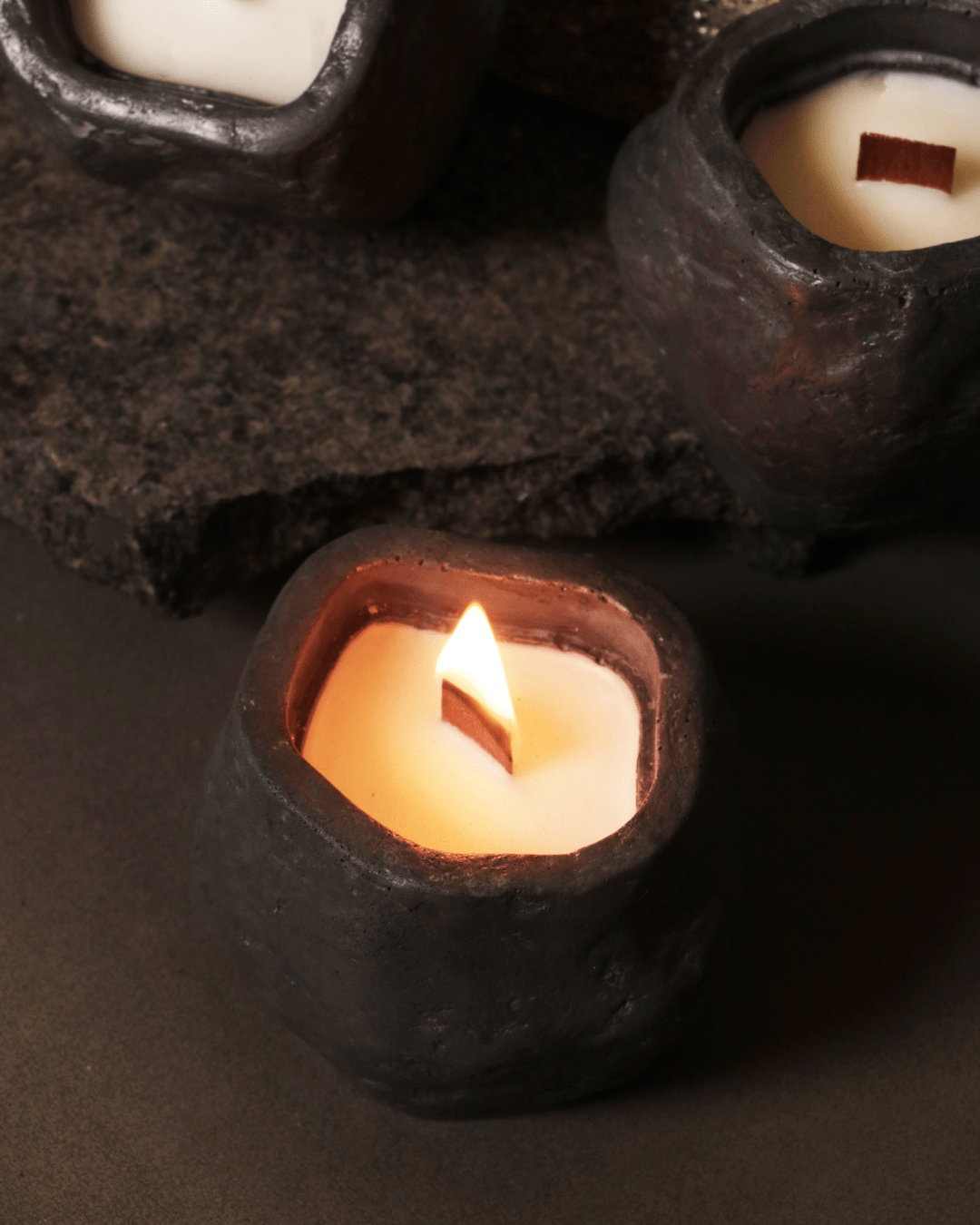 NOORE - Stone Texture | Empty Concrete Candle Jar for Candle Making Wholesale | Set of 10