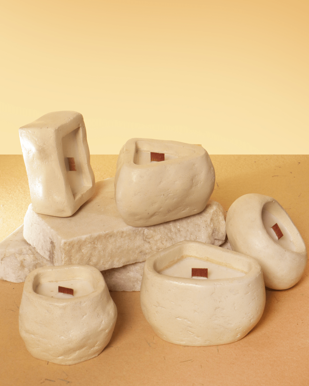 ZENO - Stone Texture | Empty Concrete Candle Jar for Candle Making Wholesale | Set of 10