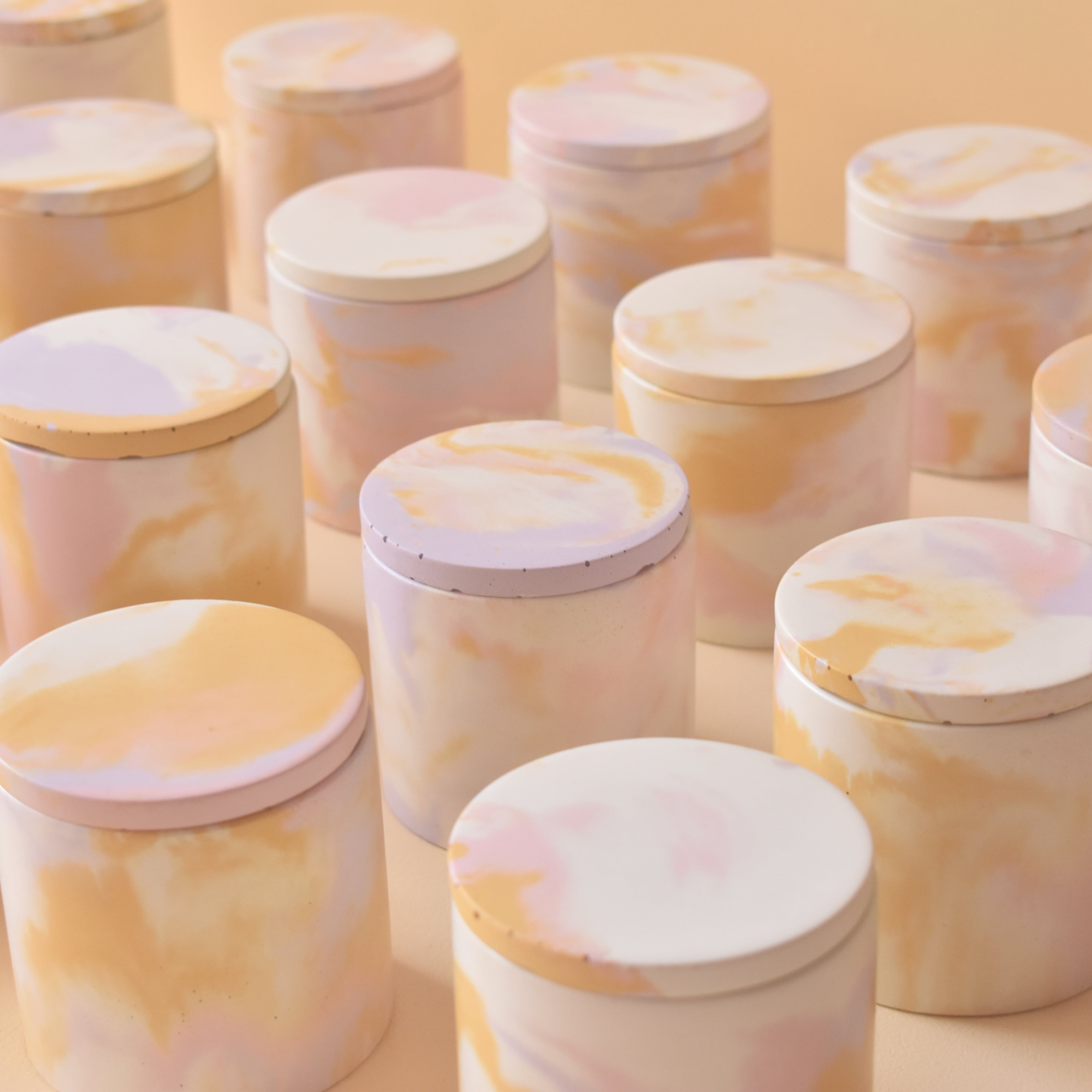 Flora - 150ml | Marble Pattern | Premium Concrete Candle Jar with Lid (Empty) for Candle Making Wholesale