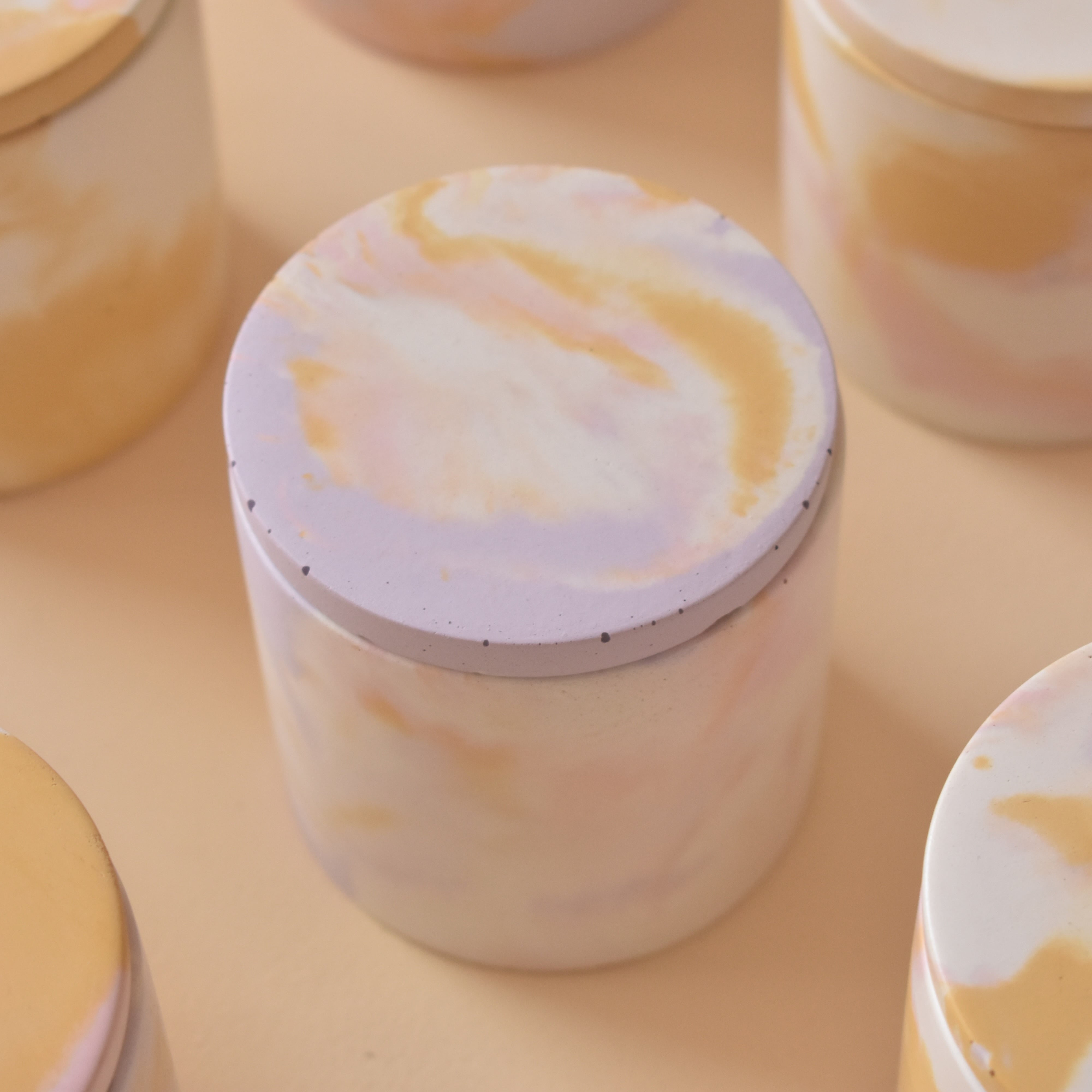 Flora - 150ml | Marble Pattern | Premium Concrete Candle Jar with Lid (Empty) for Candle Making Wholesale