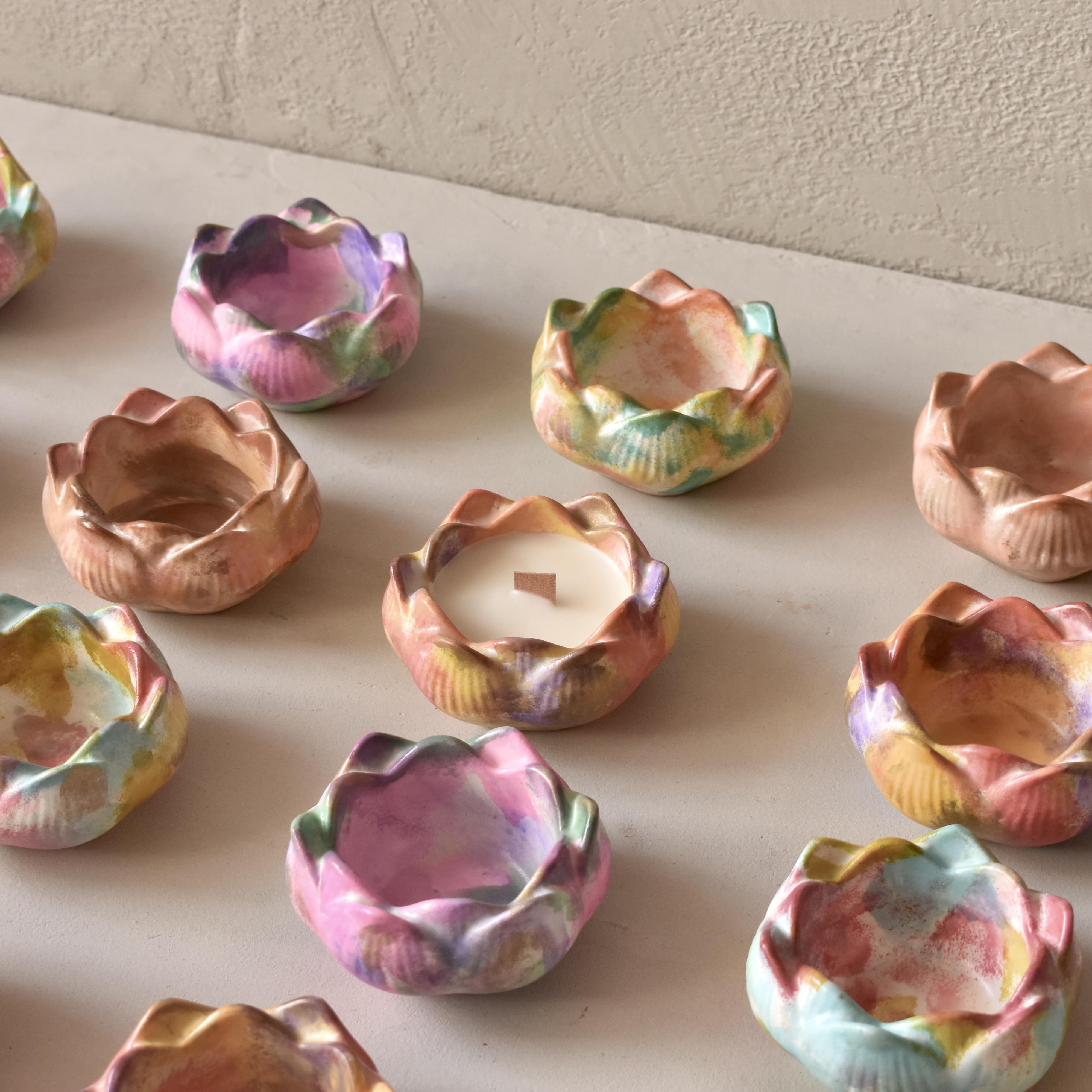 Lotus | 50ml | Croma Style | Premium Handmade Empty Concrete Candle Jars for Wholesale