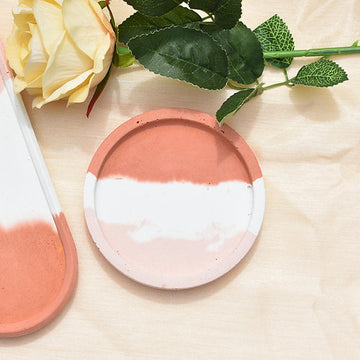 Elie - Decorative Concrete Handmade Modern Coaster and Tray | Coasters for Cups and Glasses | Set of 2
