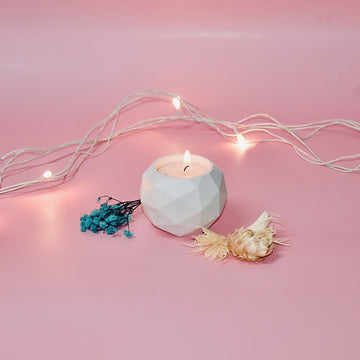 Geo - Handmade Premium Concrete Tea Light Candle Holder Set of 2 with Tea Lights