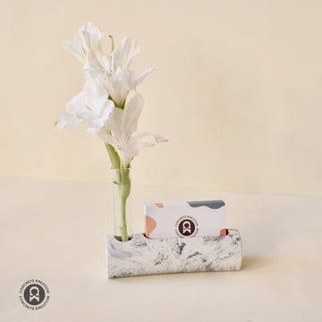 Auris - Handcrafted Small Concrete Test Tube Planter with Card Holder | Table Top Planter