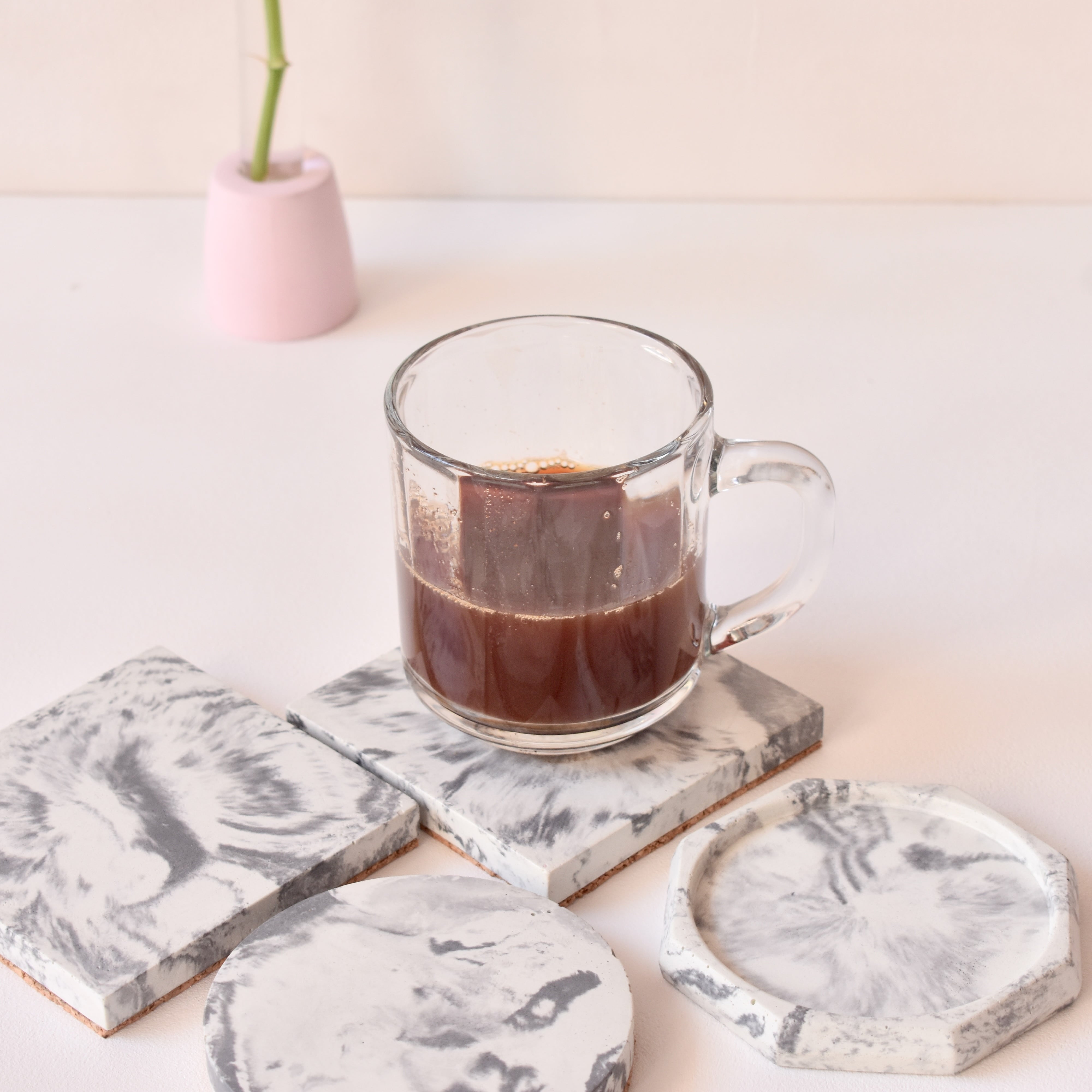 Octa Shape Handmade Coaster Set of 2 | Chai & Coffee Coaster Set