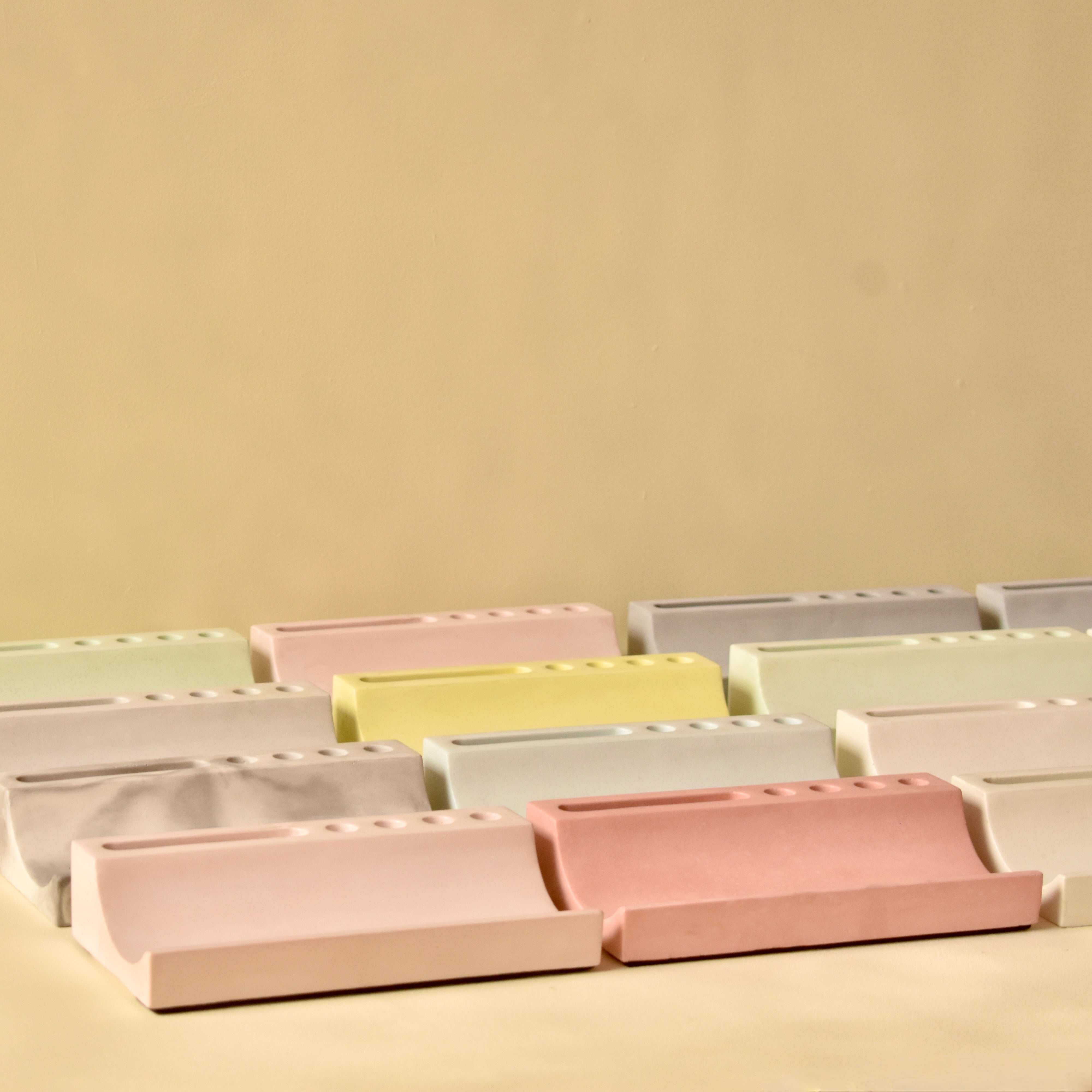 Delta - Premium Concrete Office Desk Organiser, Pen Holder and Phone Holder