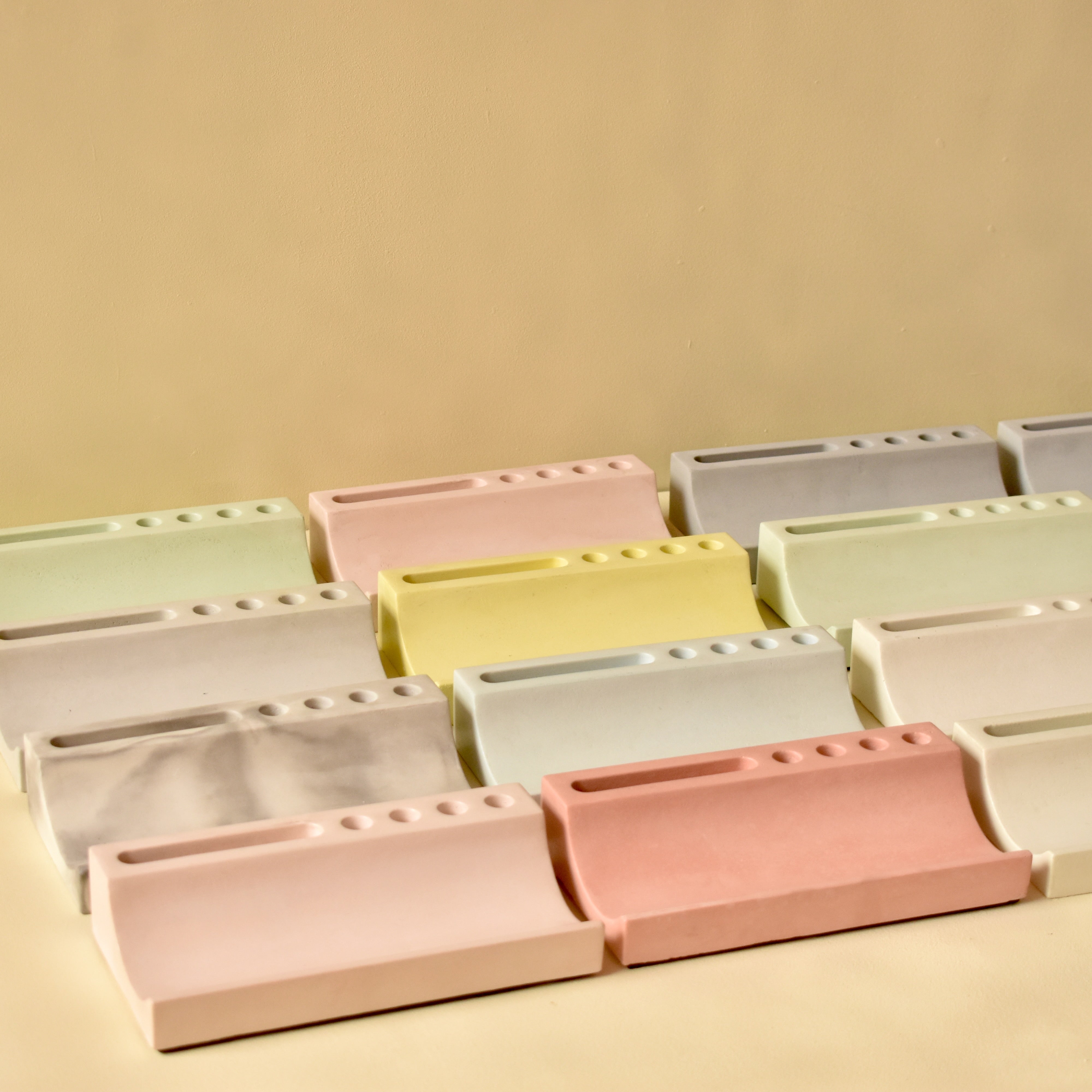 Delta - Premium Concrete Office Desk Organiser, Pen Holder and Phone Holder