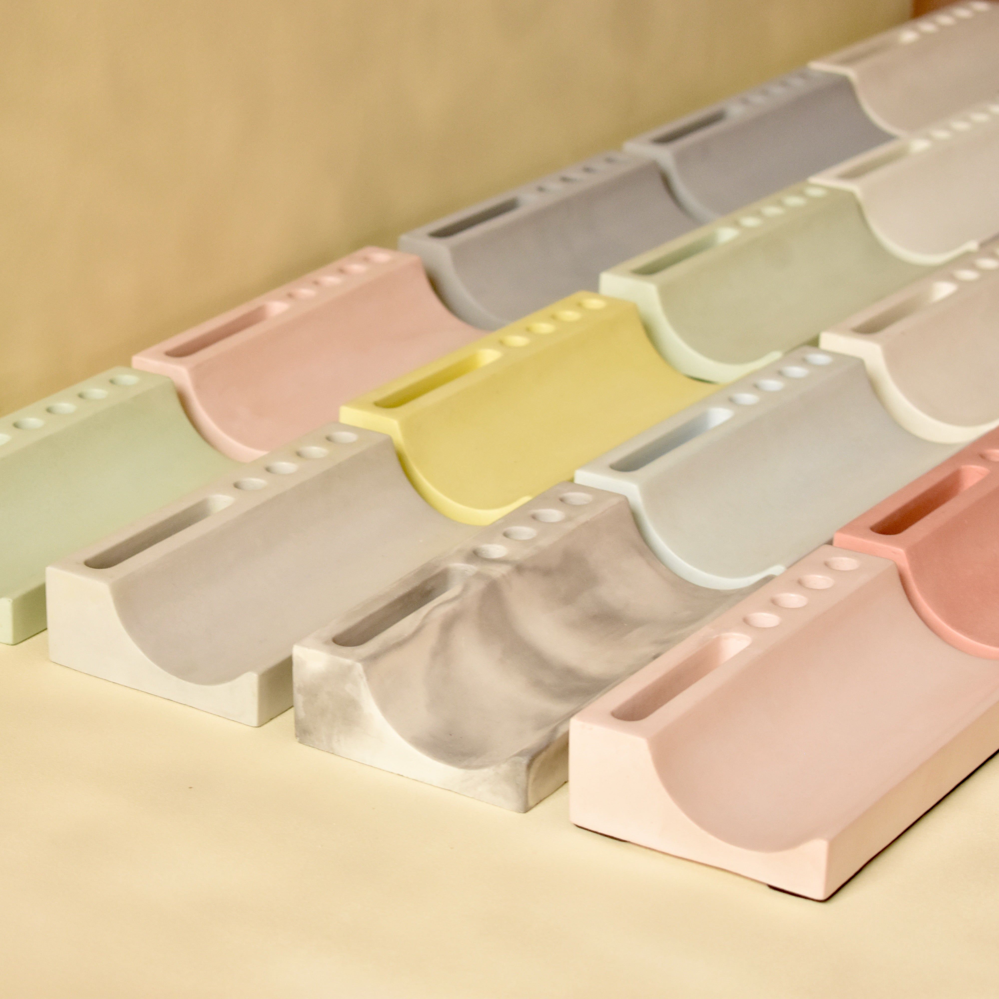 Delta - Premium Concrete Office Desk Organiser, Pen Holder and Phone Holder