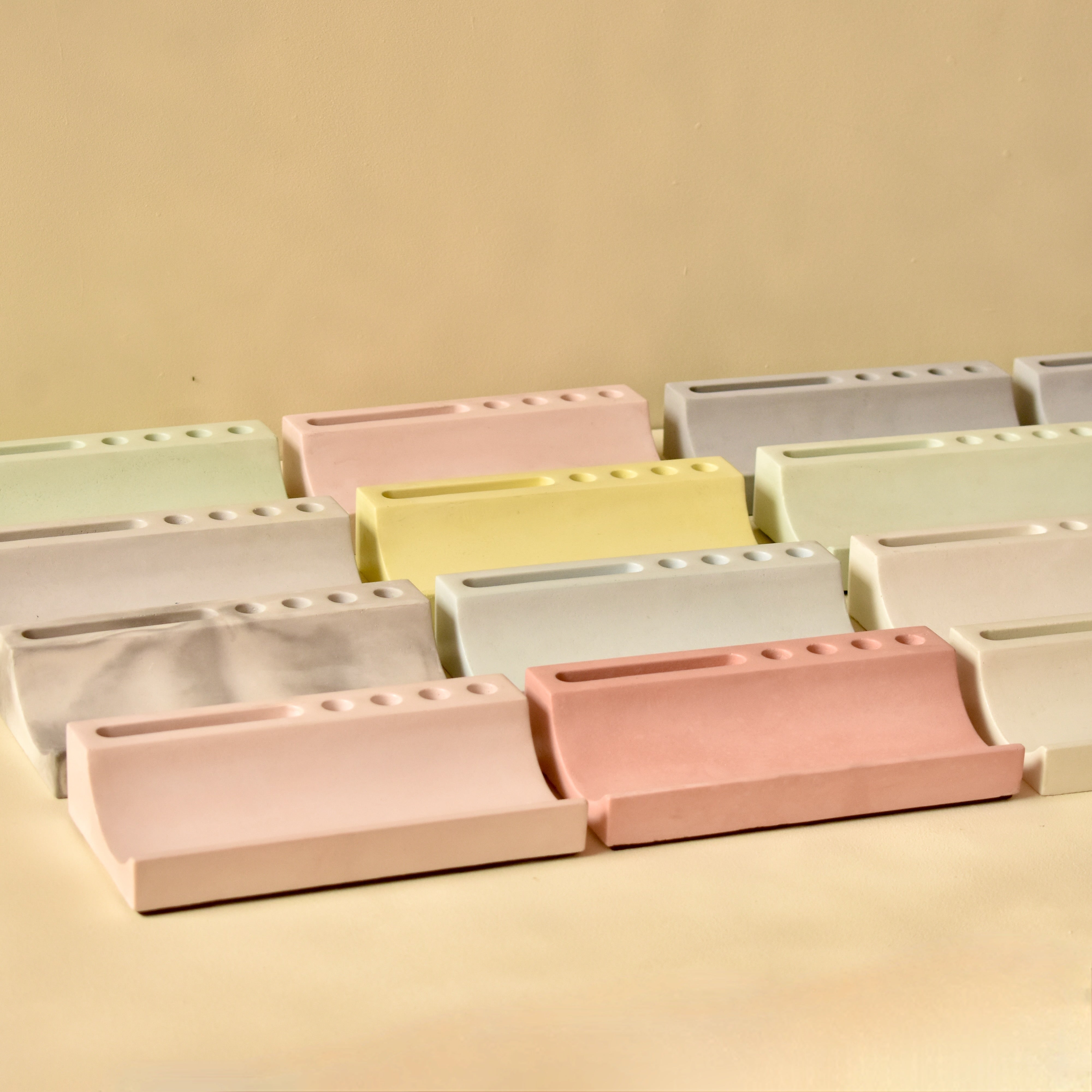 Delta - Premium Concrete Office Desk Organiser, Pen Holder and Phone Holder