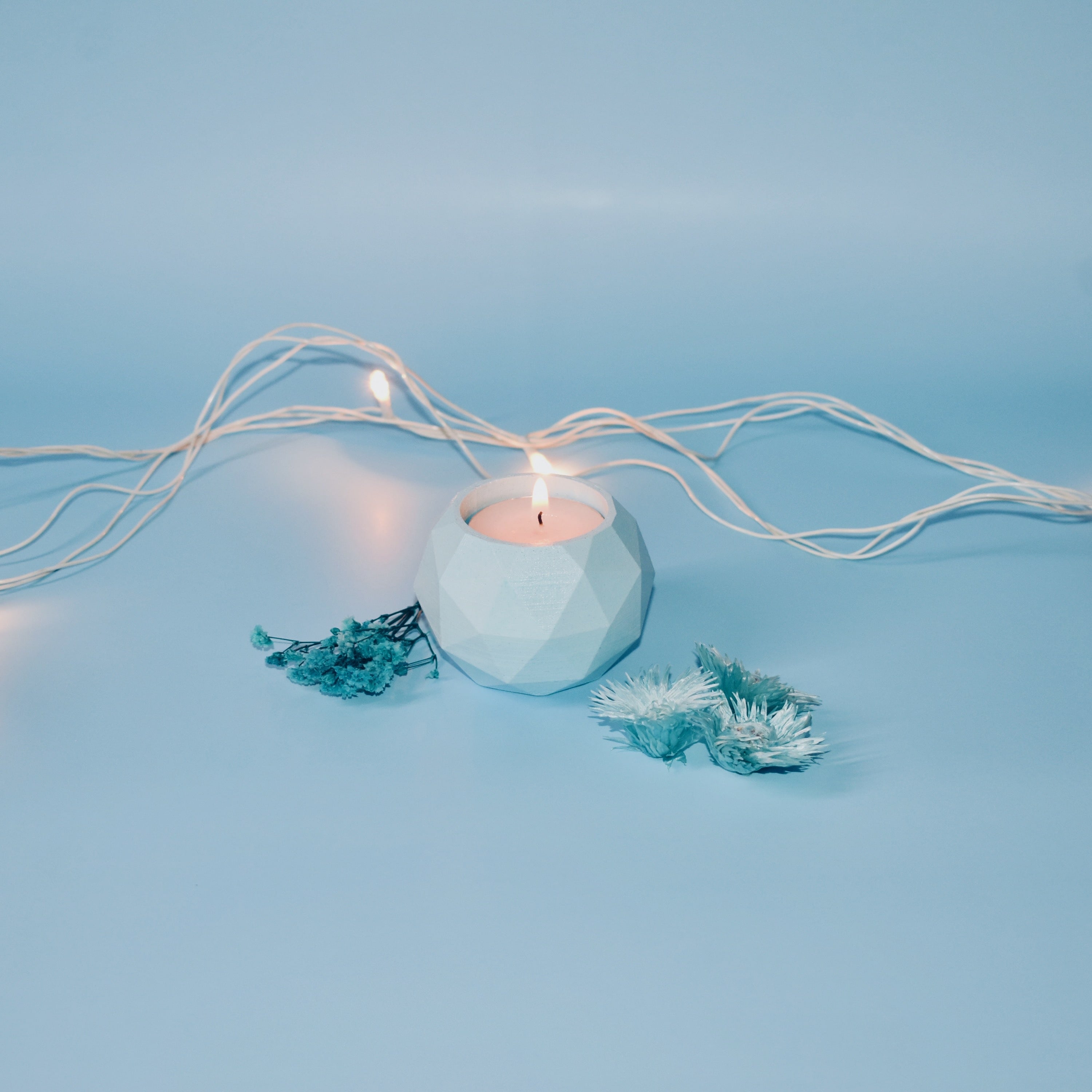 Geo - Handmade Premium Concrete Tea Light Candle Holder Set of 2 with Tea Lights