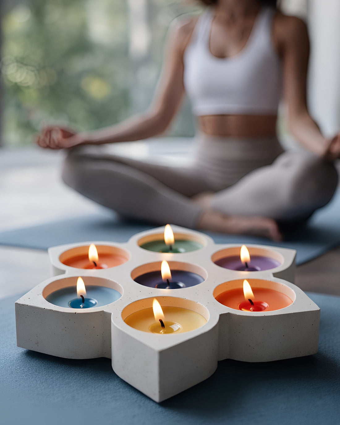 7 Chakra | Premium Empty Concrete Handmade Empty Jar for Candle Making Wholesale