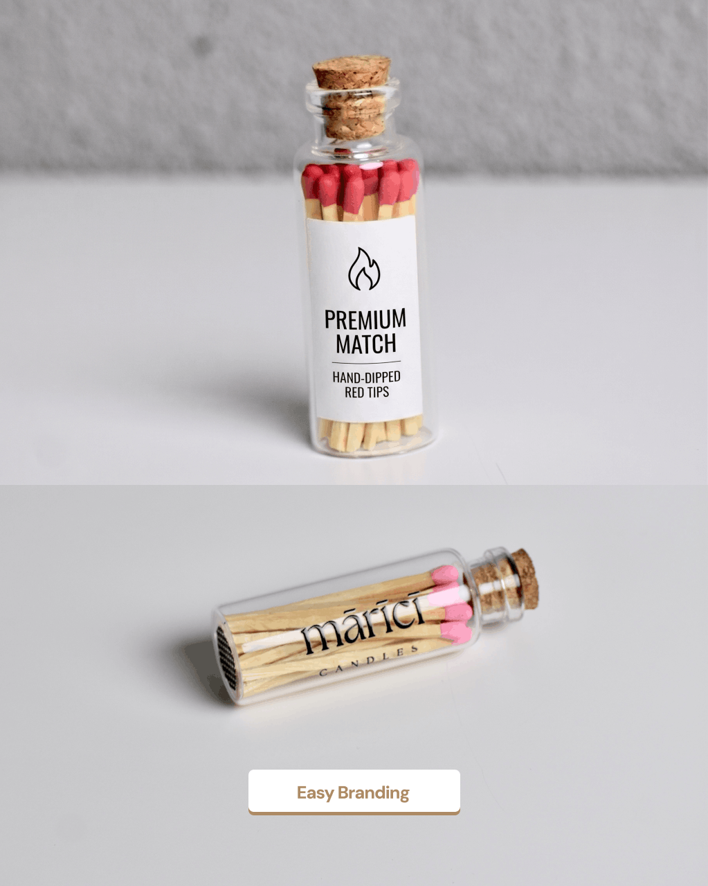 Colored Matches in Glass Bottle Jar with Striker & Cork Lid | Set of 5