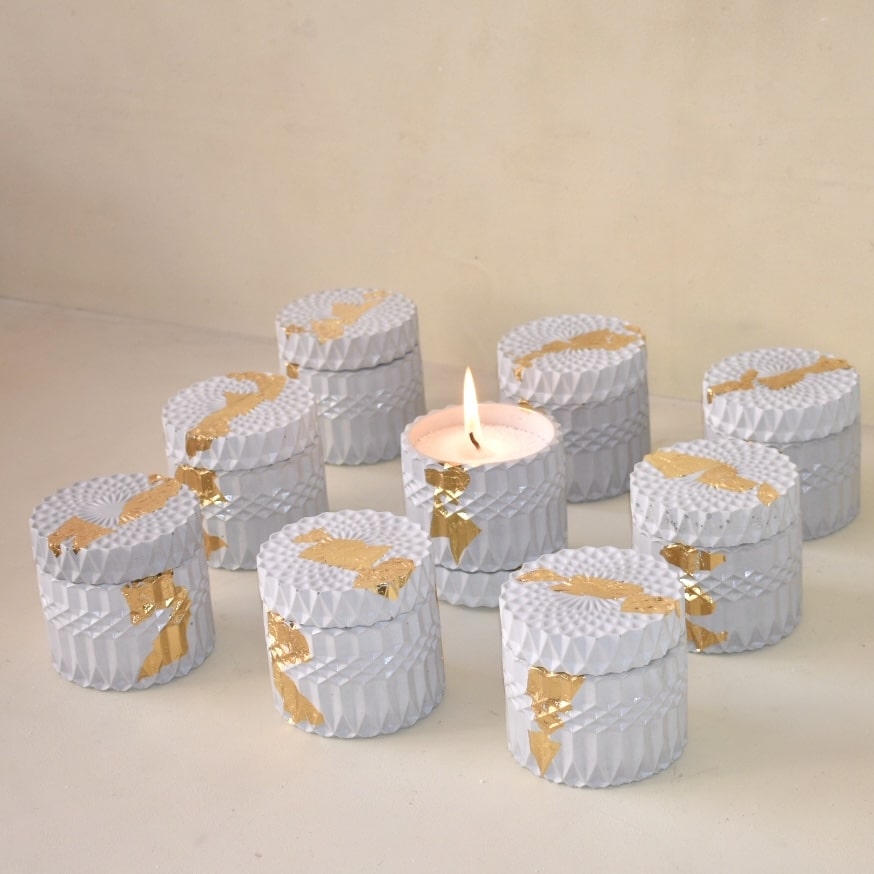 EDI  - 200ml | Handmade Concrete Candle Jar with Lid (Empty) for Candle Making Wholesale