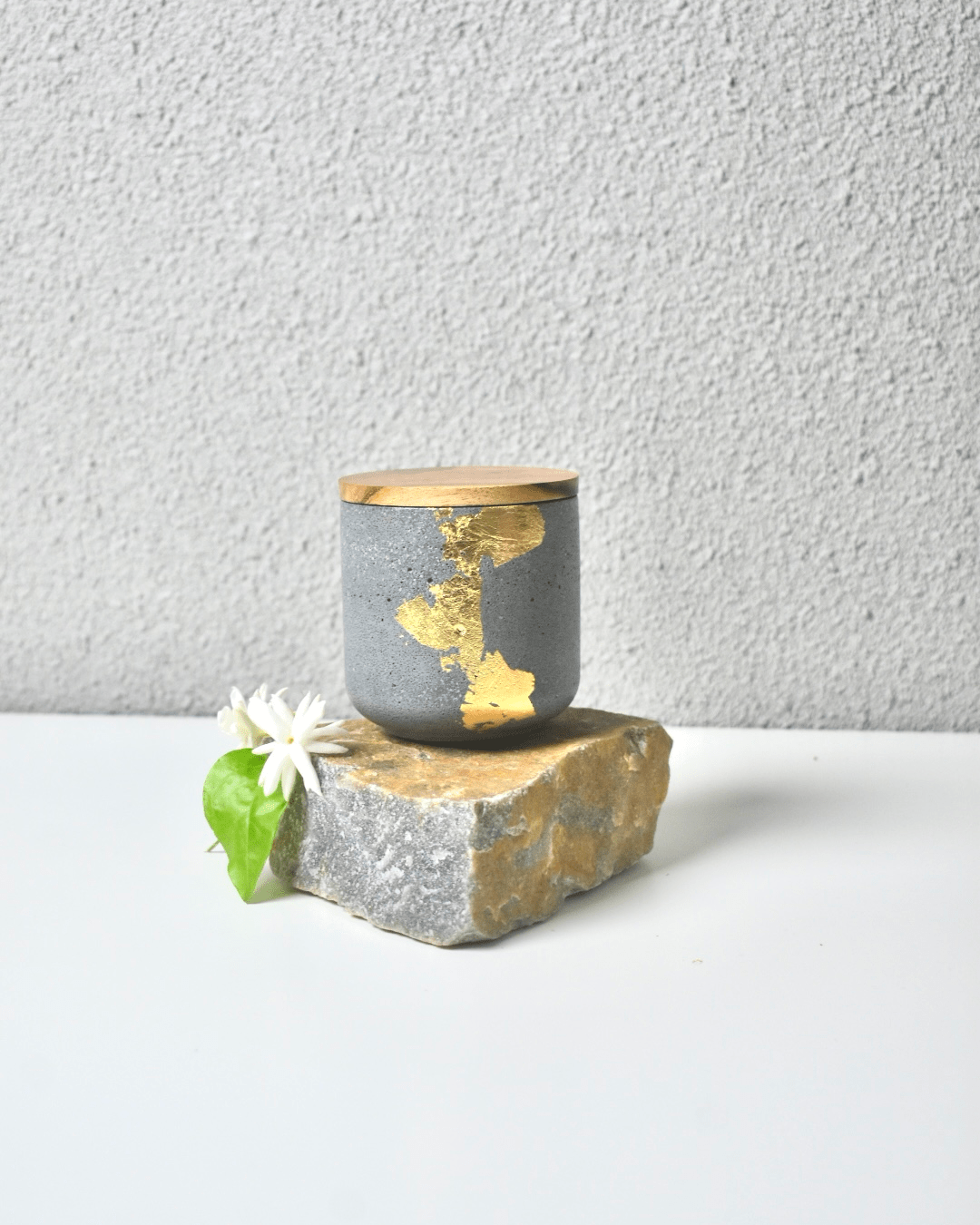 JAX | 120ml | Sandstone Finish with Wooden Lid | Premium Handmade Empty Concrete Candle Jars for Wholesale