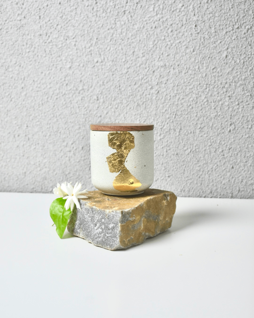 JAX | 120ml | Sandstone Finish with Wooden Lid | Premium Handmade Empty Concrete Candle Jars for Wholesale