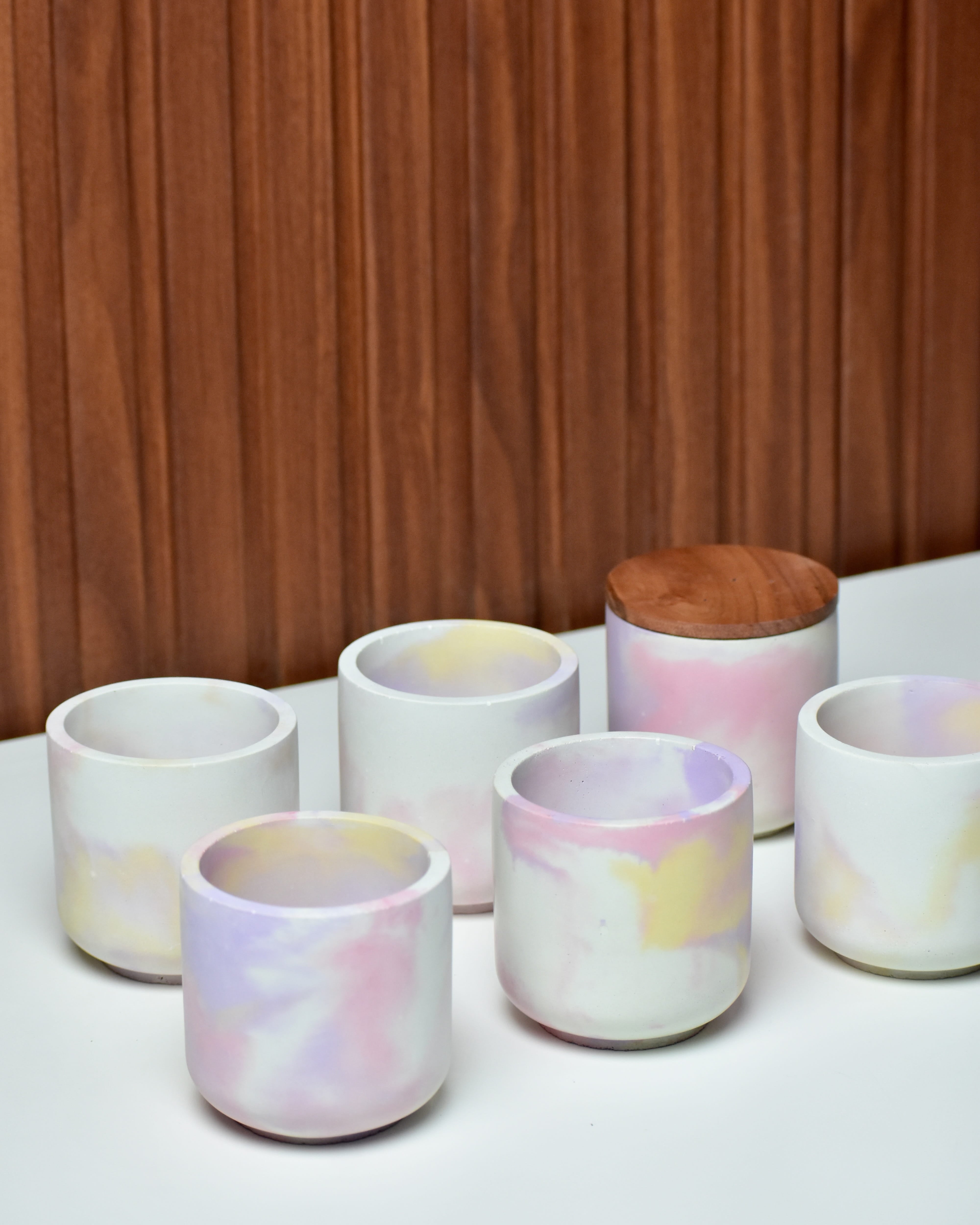 JAX Marble | 120ml | Premium Concrete Candle Jar with Wooden Lid