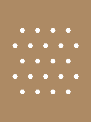 Pattern of white hexagons on a brown background