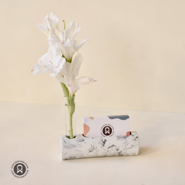 Auris - Handcrafted Small Concrete Test Tube Planter with Card Holder  | Table Top Planter