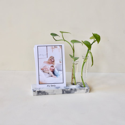 Trace - Handmade Concrete Test Tube Planter with 4x6 Photo Holder | | Table Top Planter | Vase